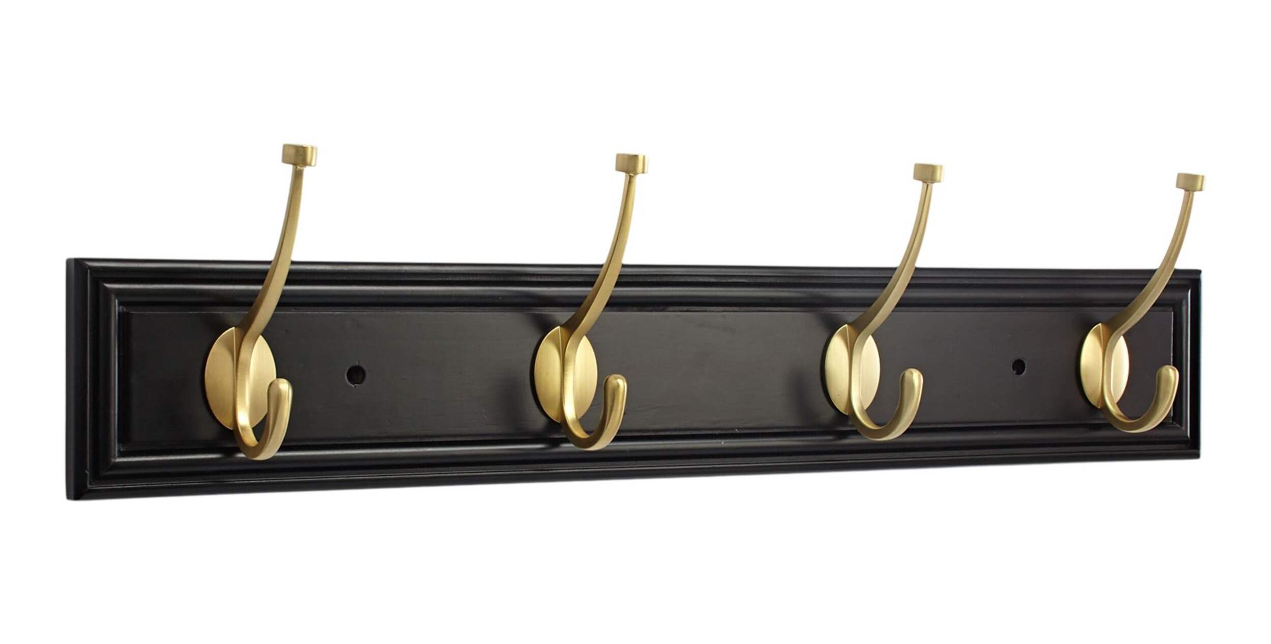 CANVAS Galena Stainless Steel 4-Hook Pill Top Rail, Black/Brass, 27-in Front_Angled_Right