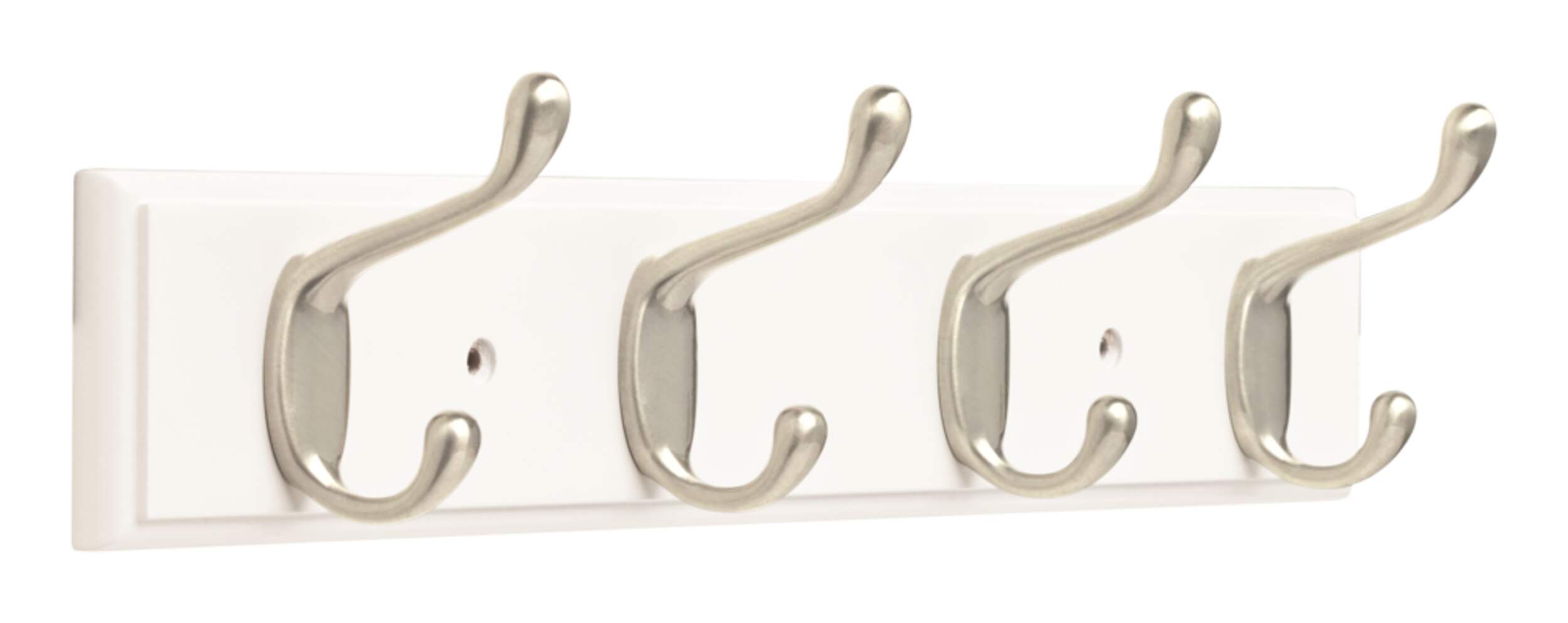Barre à 4 crochets Peerless, acier inoxydable, blanc/nickel, 15,85 po Front_Three_Fourths_Angled_Right