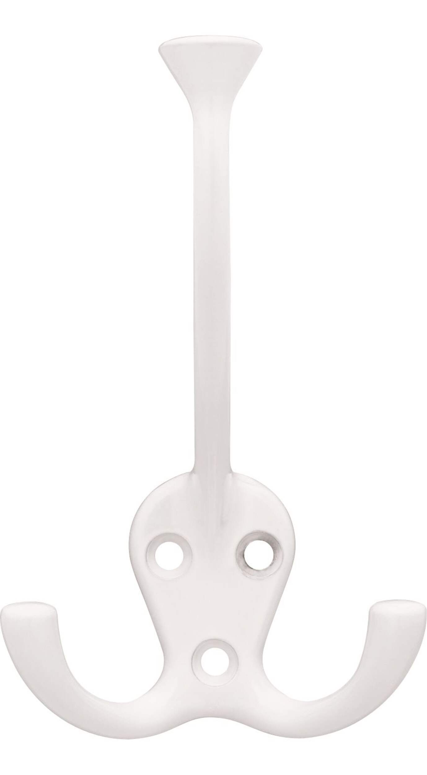 Peerless Stainless Steel Single Tri-Hooks, White, 3-pk Front_Flat