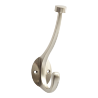 CANVAS Stainless Steel Single Pill Top Hook, Satin Nickel Front_Angled_Right