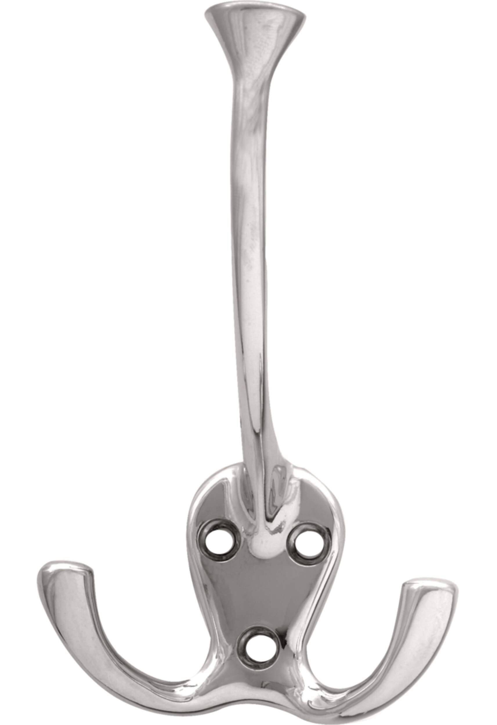 Peerless Stainless Steel Single Tri-Hooks, Chrome, 3-pk Front_Flat
