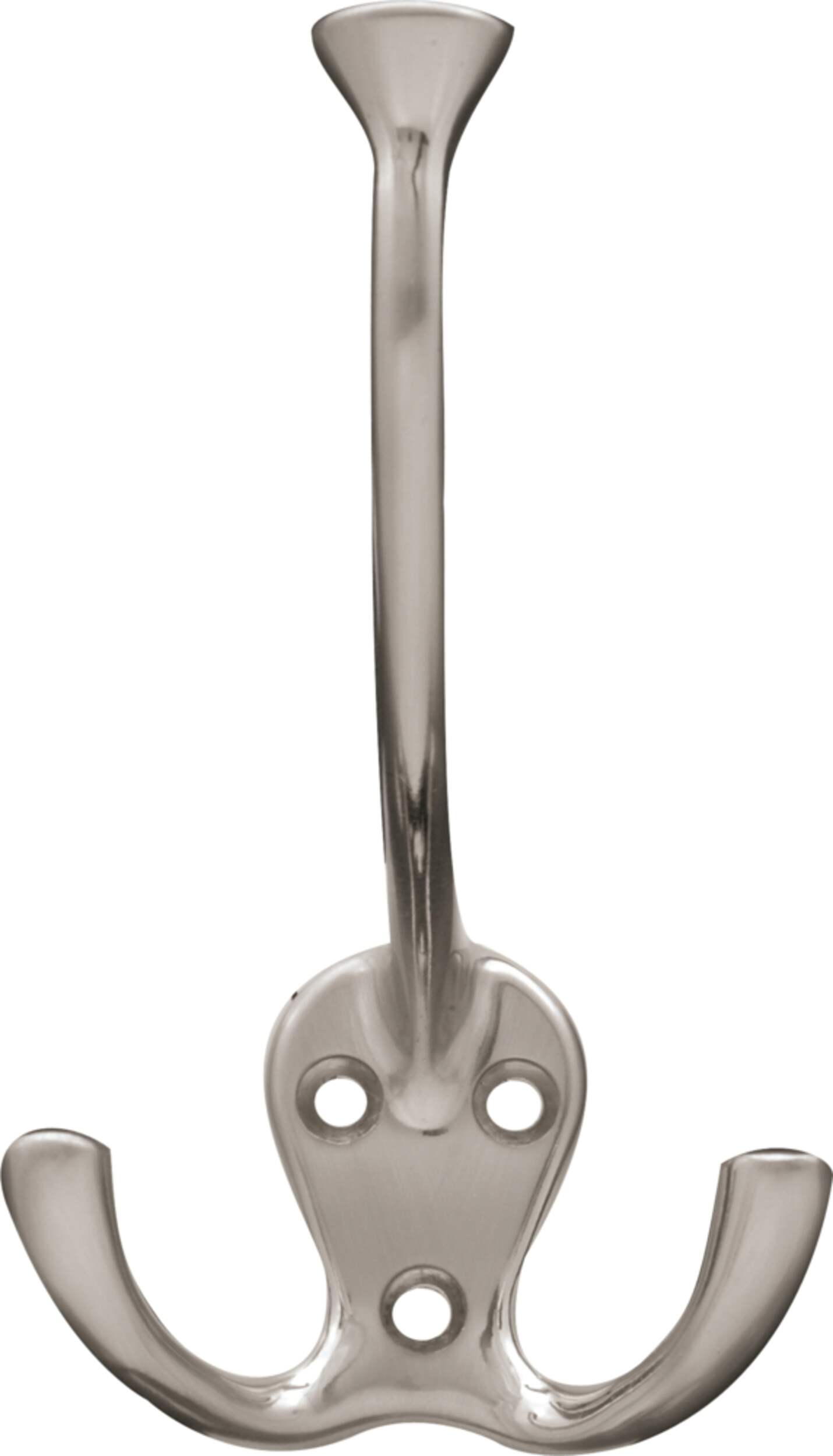 Peerless Stainless Steel Single Tri-Hooks, Satin Nickel, 3-pk Front_Flat