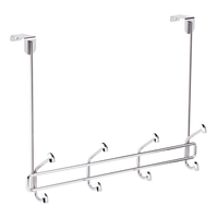 Peerless Devoe Steel 4-Hook Over-the-Door Rail, Silver