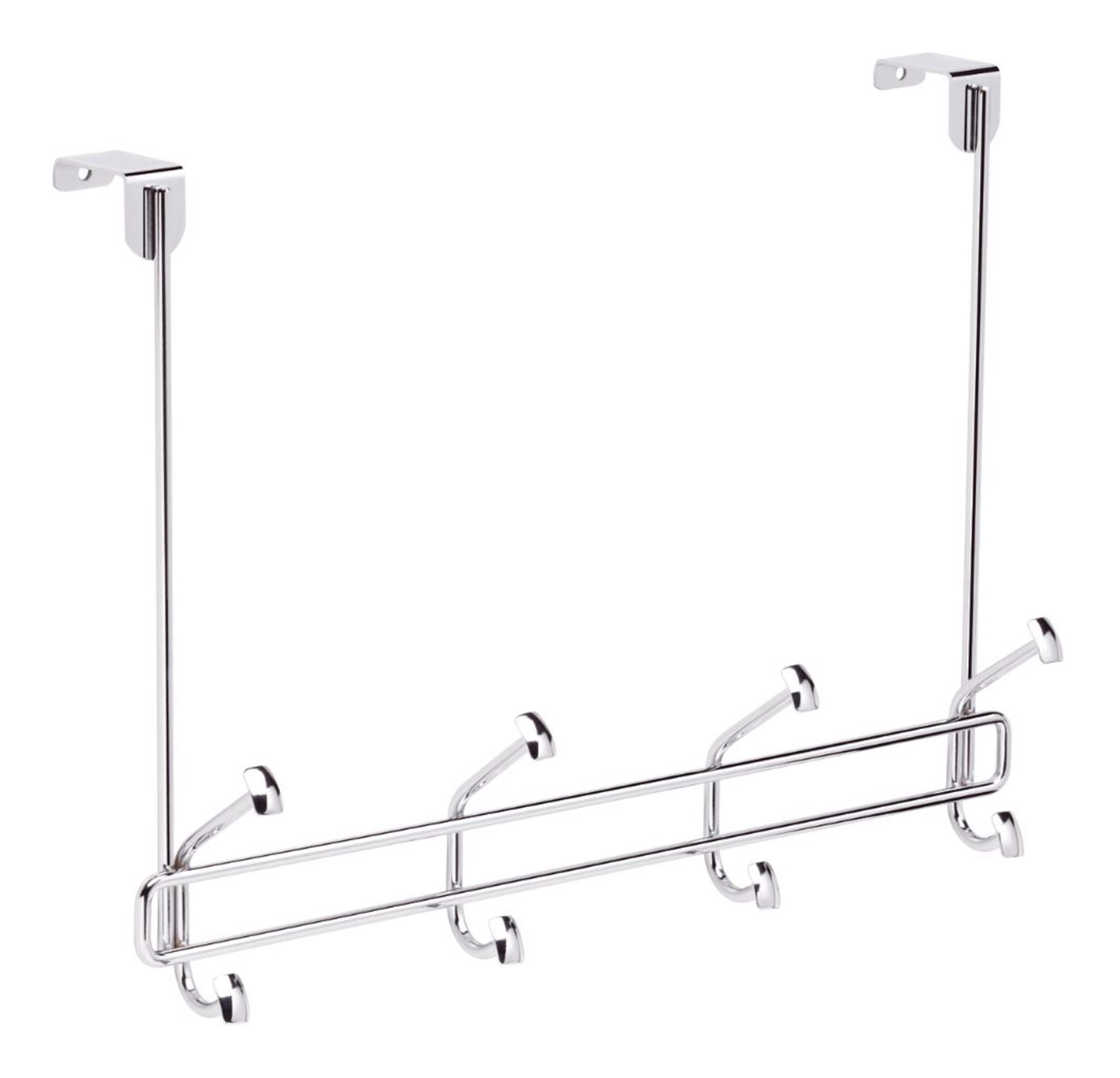 Peerless Devoe Steel 4-Hook Over-the-Door Rail, Silver Front_Angled_Right