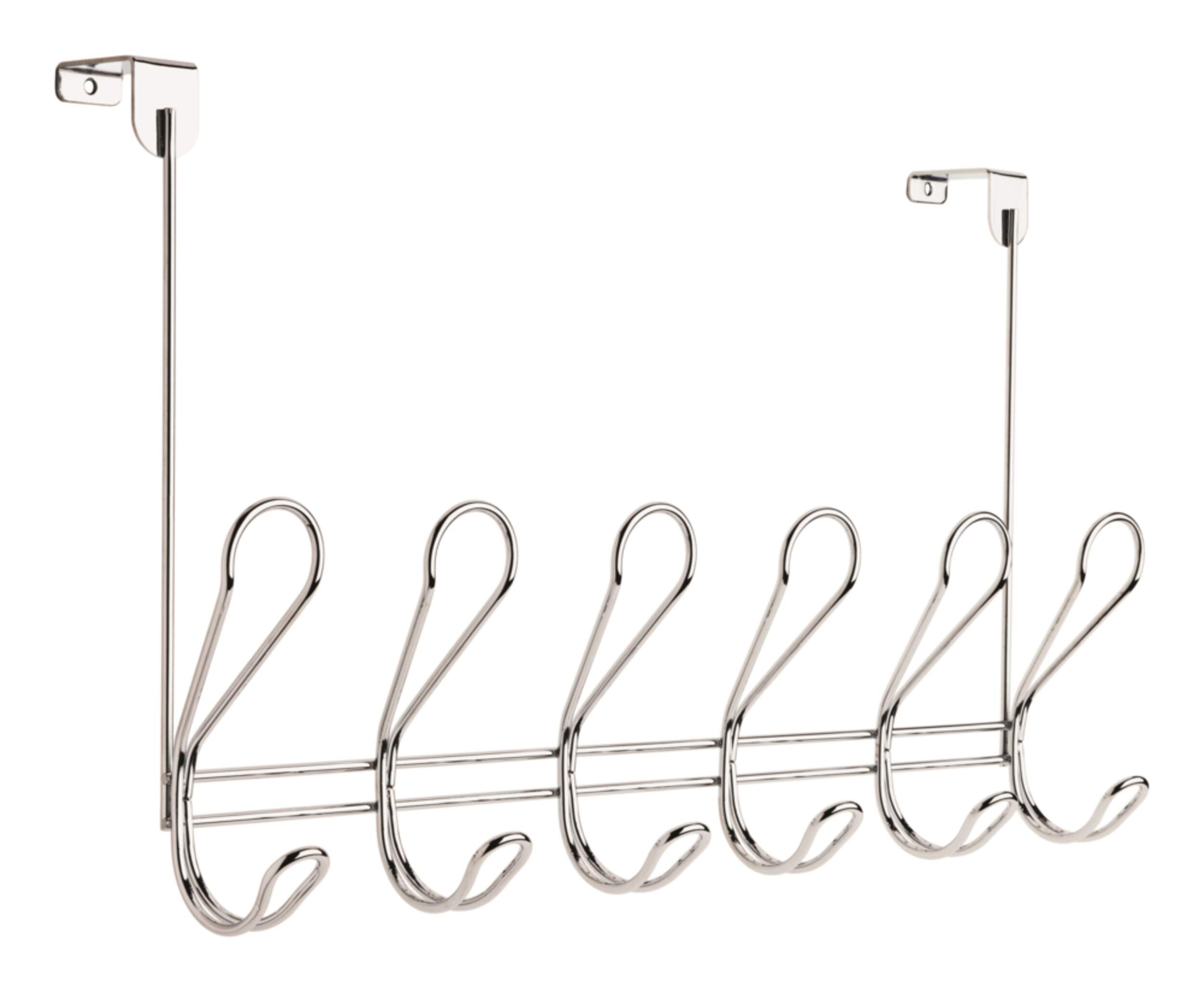 Peerless Dolen 6-Hook Over-the-Door Rail, Silver Front_Angled_Right