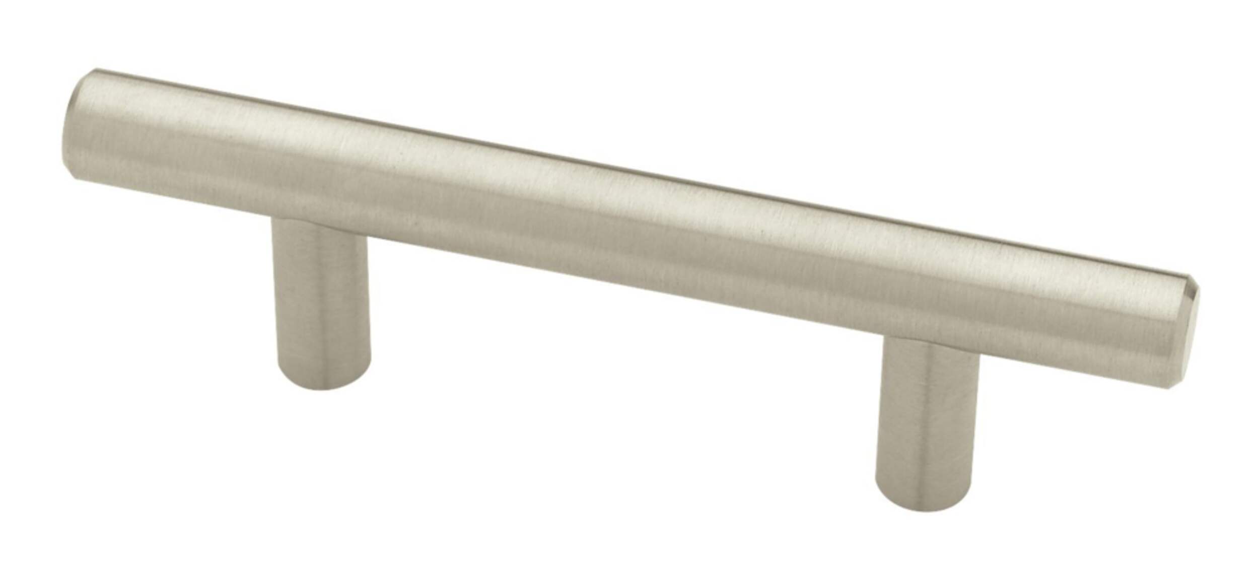 Peerless Steel Bar Pulls, Satin Nickel, 3-in, 6-pk Front_Angled_Left