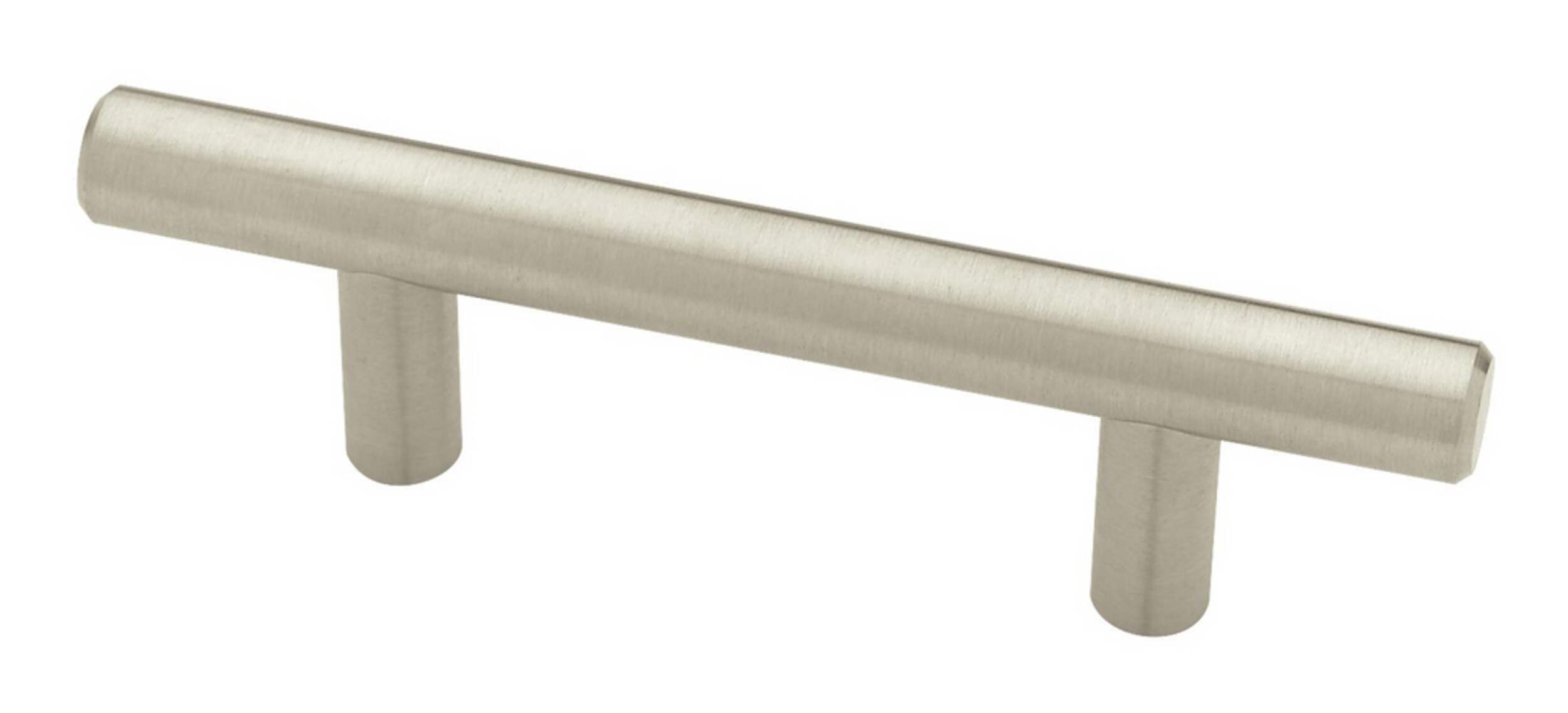 Peerless Steel Bar Pulls, Satin Nickel, 3-in, 2-pk Front_Angled_Left