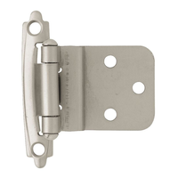 Peerless Inset Self-Closing Overlay Hinges, Satin Nickel, 3/8-in, 2-pk