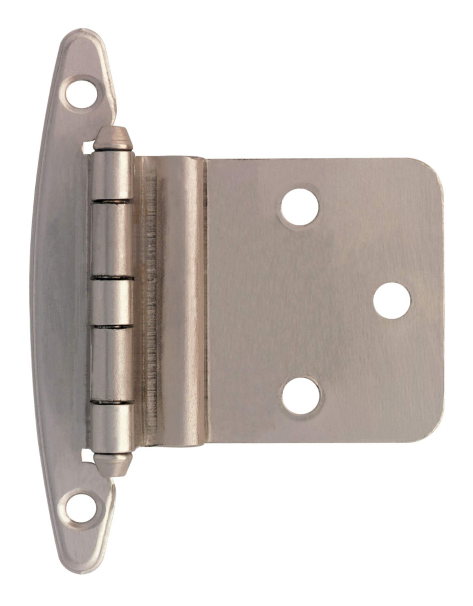 Peerless Inset No-Spring Hinges, Satin Nickel, 3/8-in, 2-pk Front_Flat