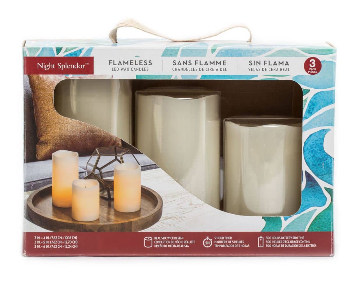 Luminessence Battery-Operated Ivory Wax LED Pillar Candles, 4.625x3.125 in.