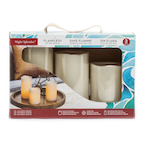 Essentials Wax Pillar Flameless LED Battery Operated Wax Candle Set, White, 3-pc Front_Flat