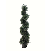 CANVAS Artificial Indoor Cedar Spiral Topiary Plant in Plastic Pot, 4-ft