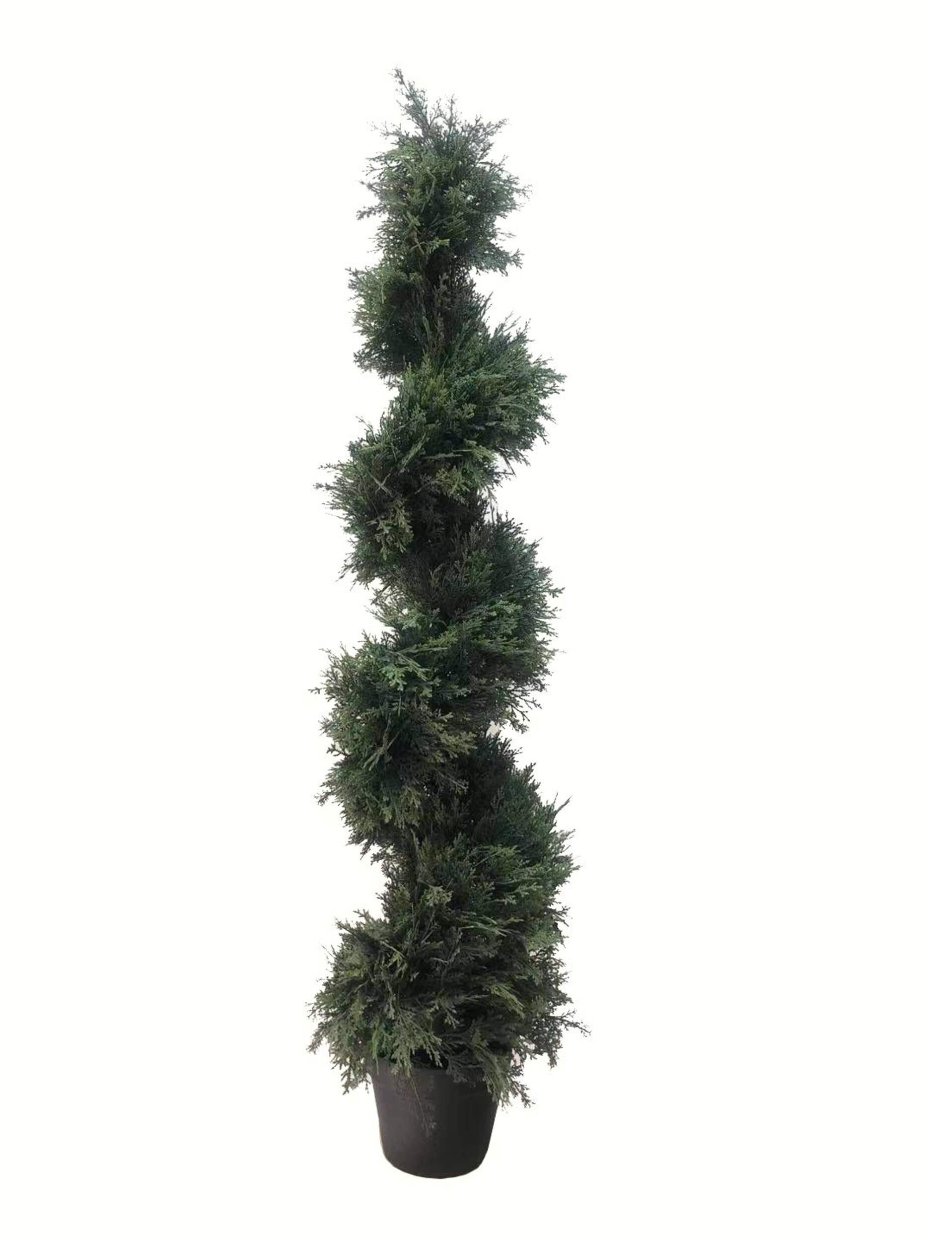 CANVAS Artificial Indoor Cedar Spiral Topiary Plant in Plastic Pot, 4-ft Front_Elevated