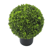 Buis artificiel d’intérieur en boule CANVAS, avec pot en plastique noir, 18,5 pi Front_Elevated