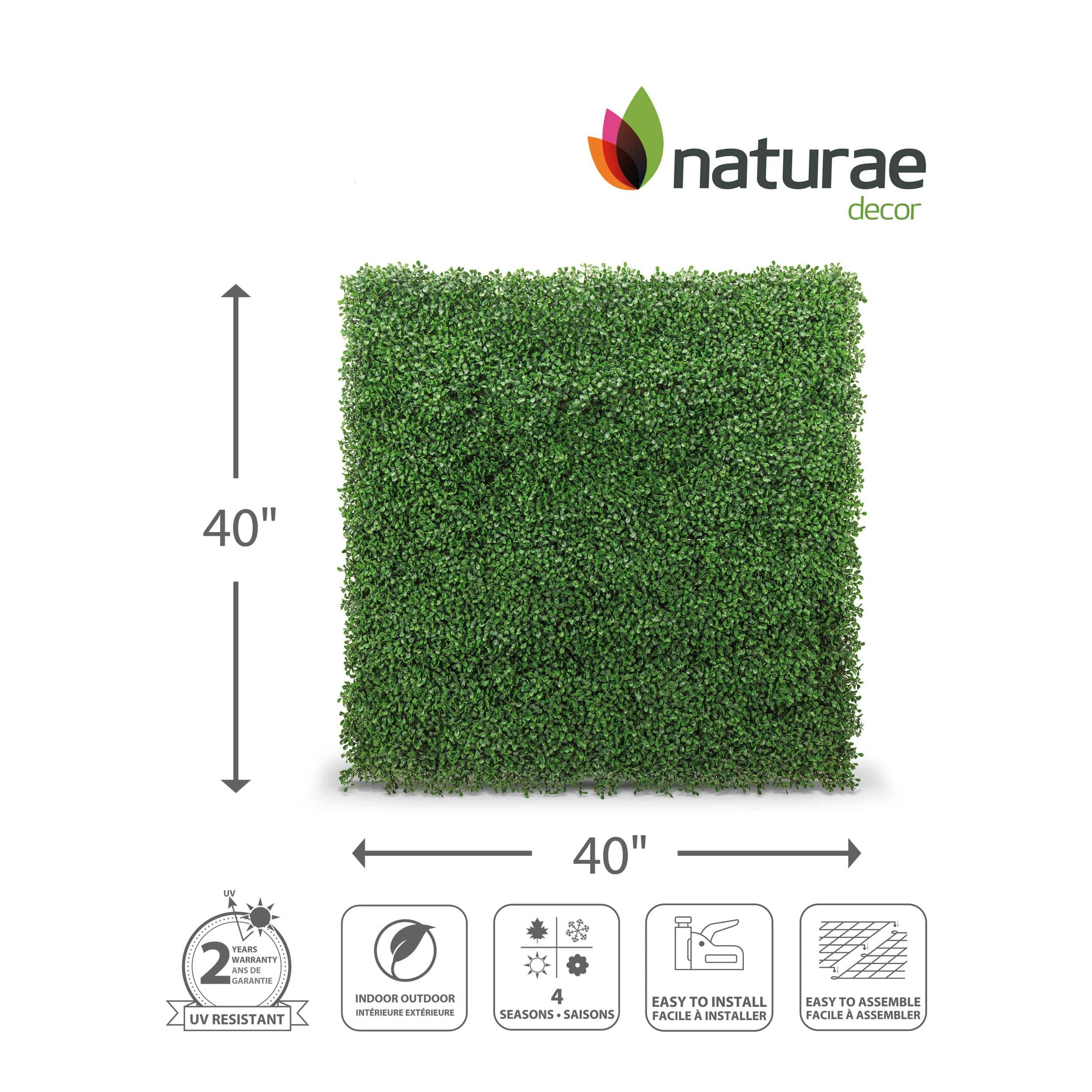 Naturae Décor Artificial Boxwood Indoor/Outdoor Greenery Foliage Panel ...