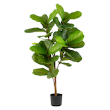 Naturae Décor 51-in Natural Looking Artificial Indoor/Outdoor Fiddle Leaf Plant in Black Pot Front_Flat