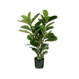 Naturae Décor 35-in Natural Looking Artificial Indoor/Outdoor Fiddle Leaf Plant in Black Pot Front_Elevated
