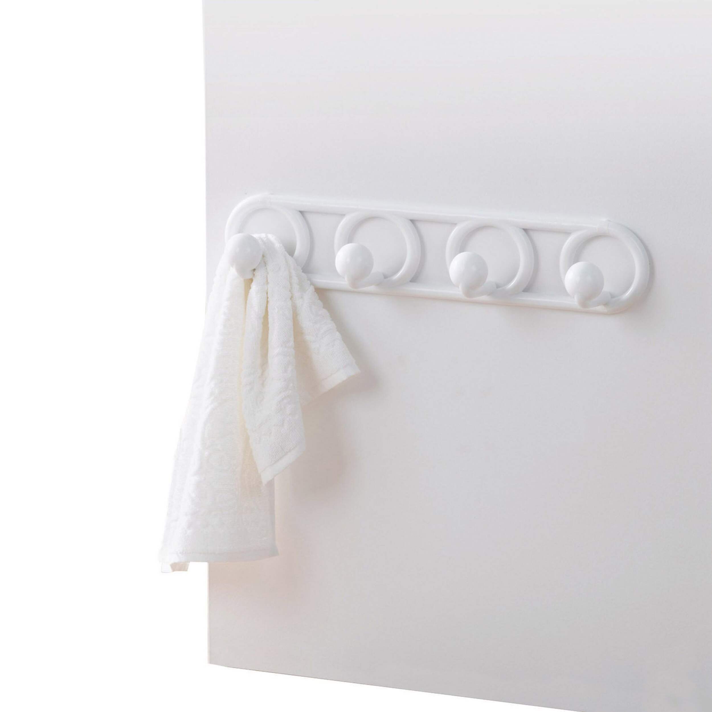 Crochet robuste en plastique NeatFreak à 4 crochets, blanc, 19,7 po Front_Angled_Left