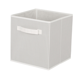 CANVAS Cube Fabric Drawer Basket, White and Grey Stripes, 10.5 x 10.5 x 10.9-in Front_Angled_Left