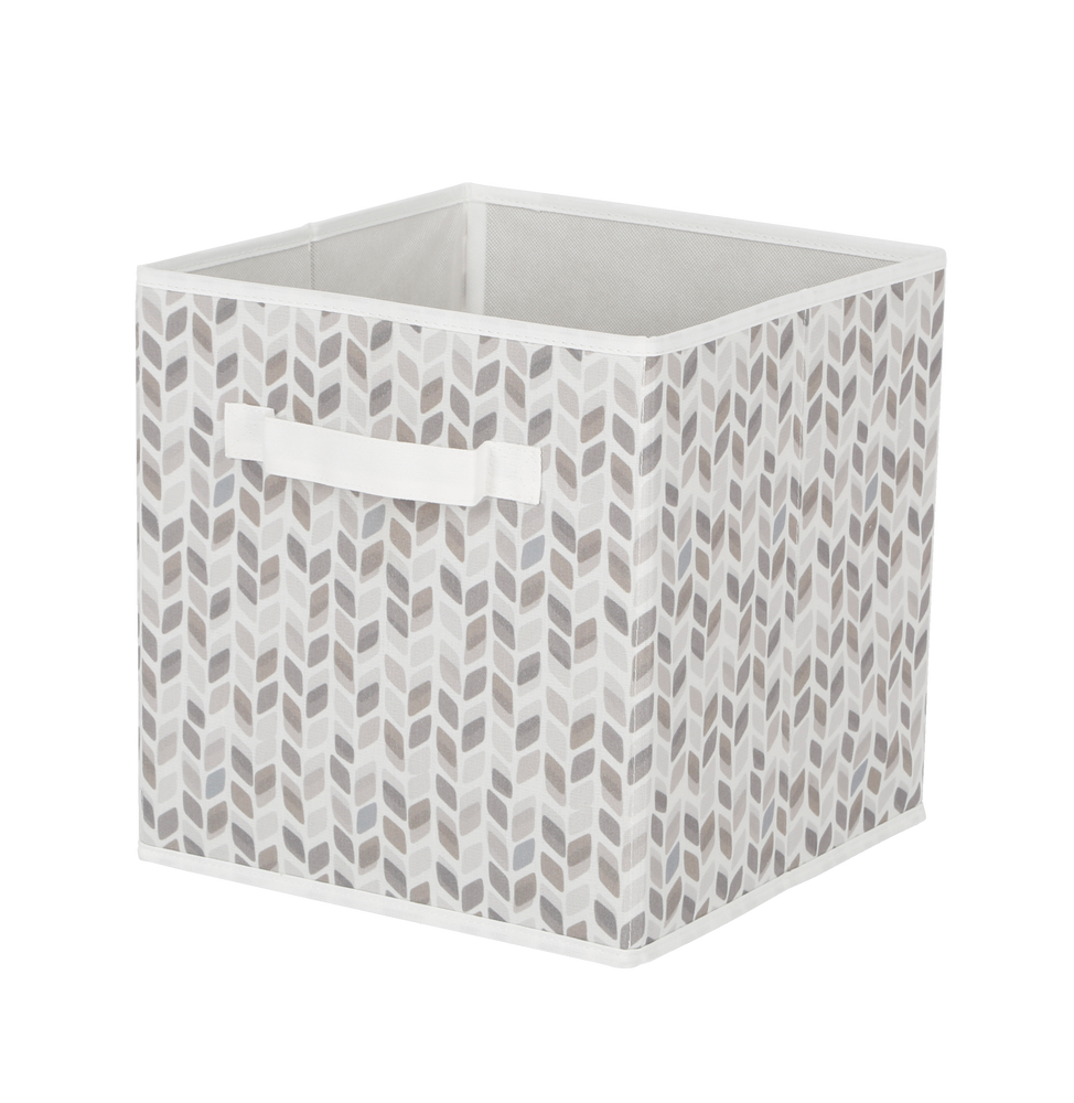 CANVAS Cube Fabric Drawer Basket, White and Grey Tiled, 10.5 x 10.5 x ...