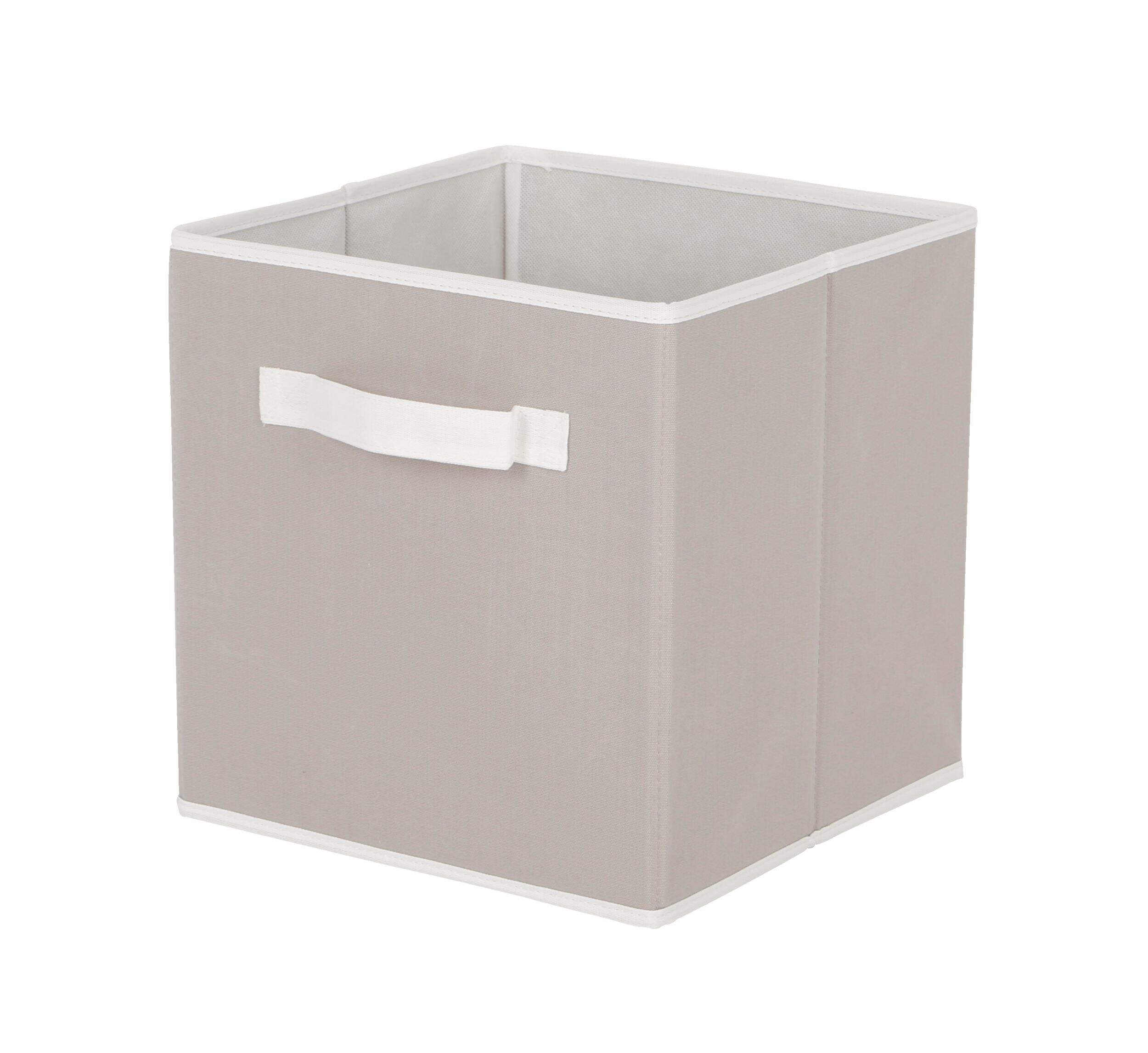 Panier-tiroir CANVAS cubique en tissu, blanc/gris, 11 x 11 x 11 po Front_Angled_Left