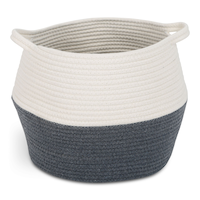 CANVAS Henley Round Rope Basket, White/Grey, 12.6 x 12.6 x 11.8-in