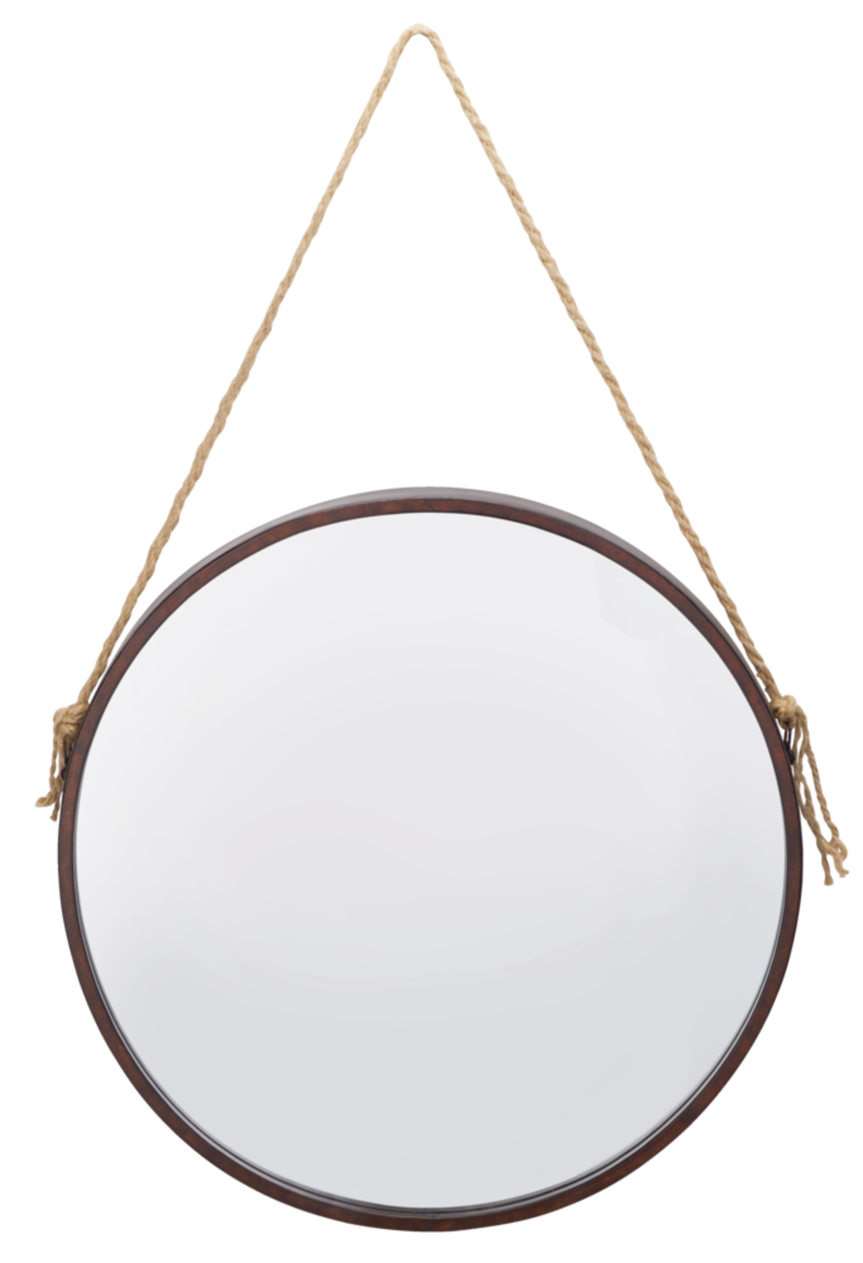 Miroir mural rond avec corde Images 2000 Inc, brun rustique, 24 po Front_Flat