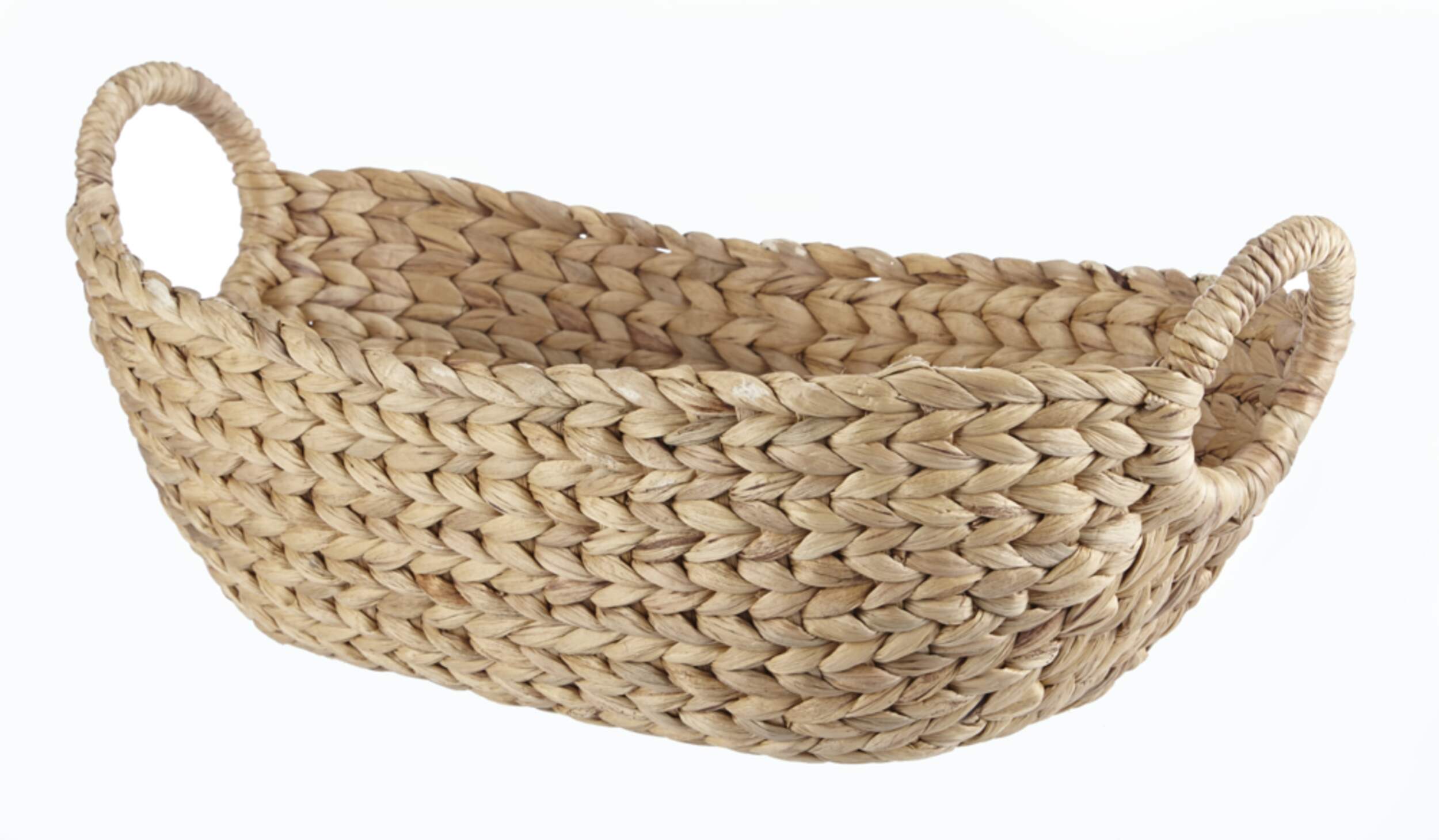 CANVAS Della Oval Woven Natural Material Storage Basket, 19.6 x 11.4 x 8-in Front_Angled_Left