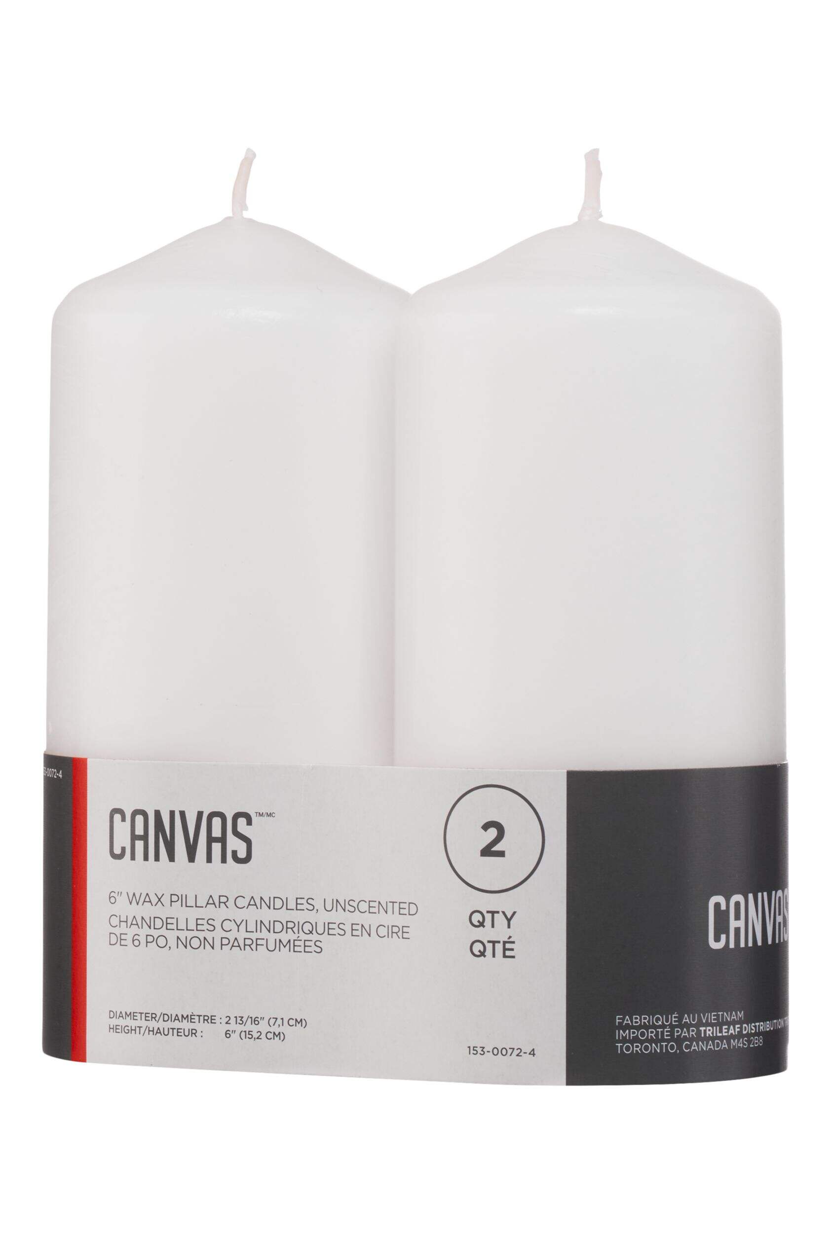 CANVAS Pillar Candle, 3-in x 6-in, 2-pk Front_Three_Fourths_Angled_Left