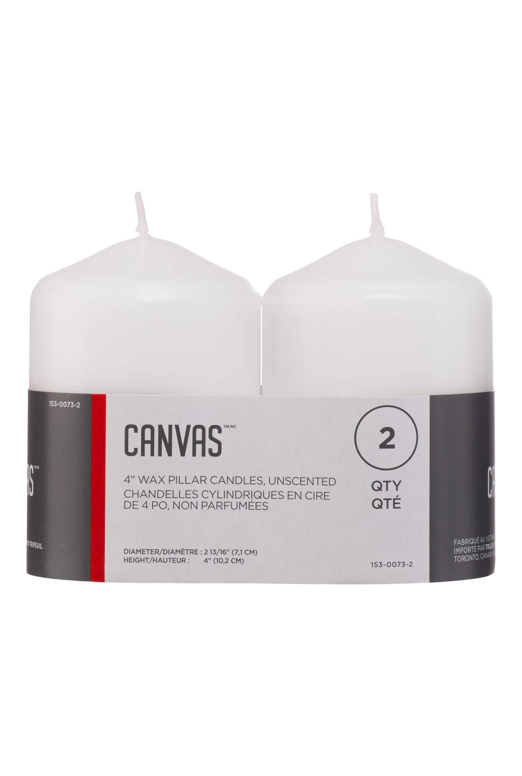 CANVAS Pillar Candle, 3-in x 4-in, 2-pk Front_Flat