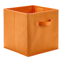For Living Orange Fabric Foldable Storage Cube Drawers, 10.5x11-in