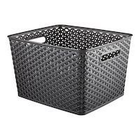 Panier de rangement tissé Curver My Style, grand, noir Front_Angled_Left