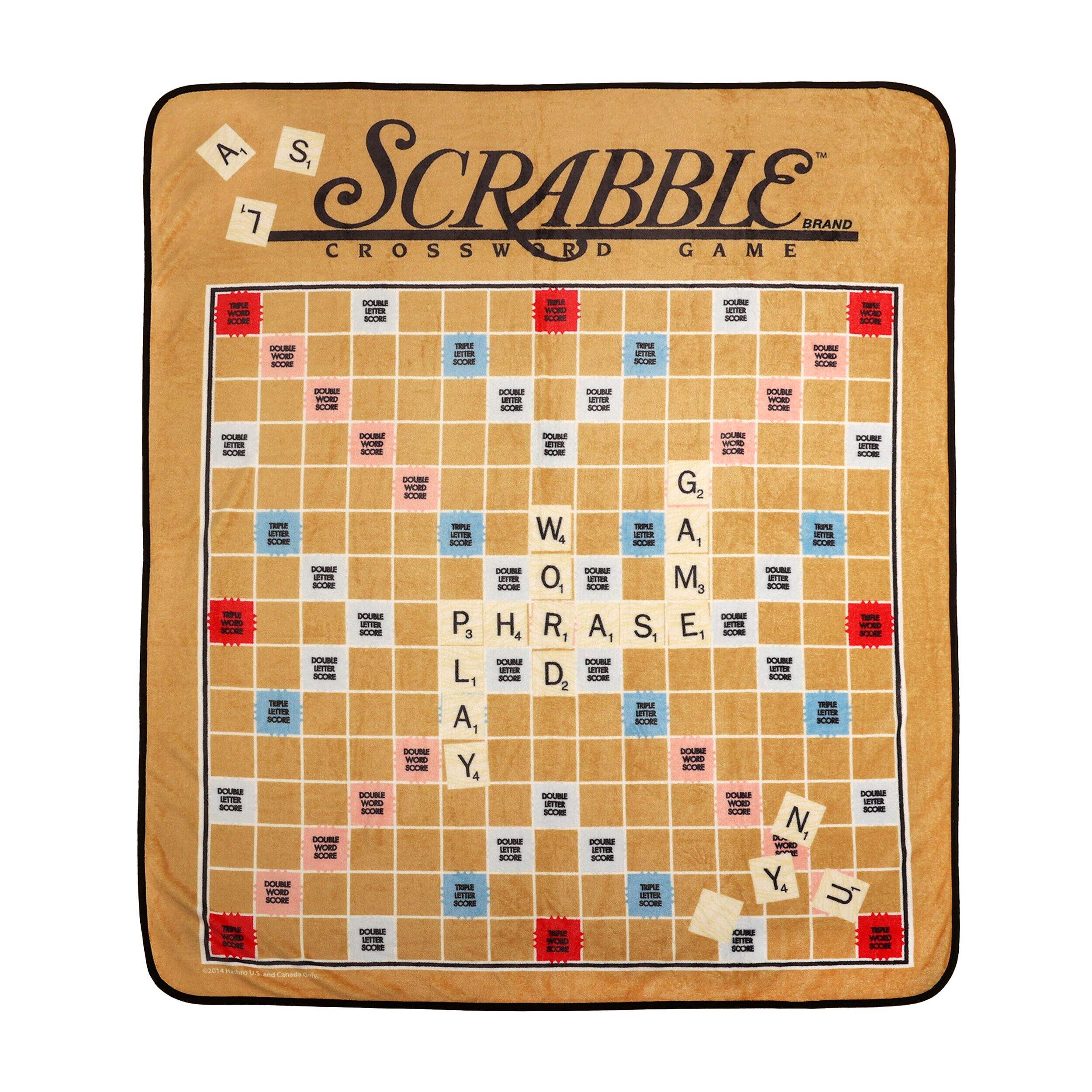 Hasbro Scrabble Throw Blanket, 50-in x 60-in Overhead_Flat