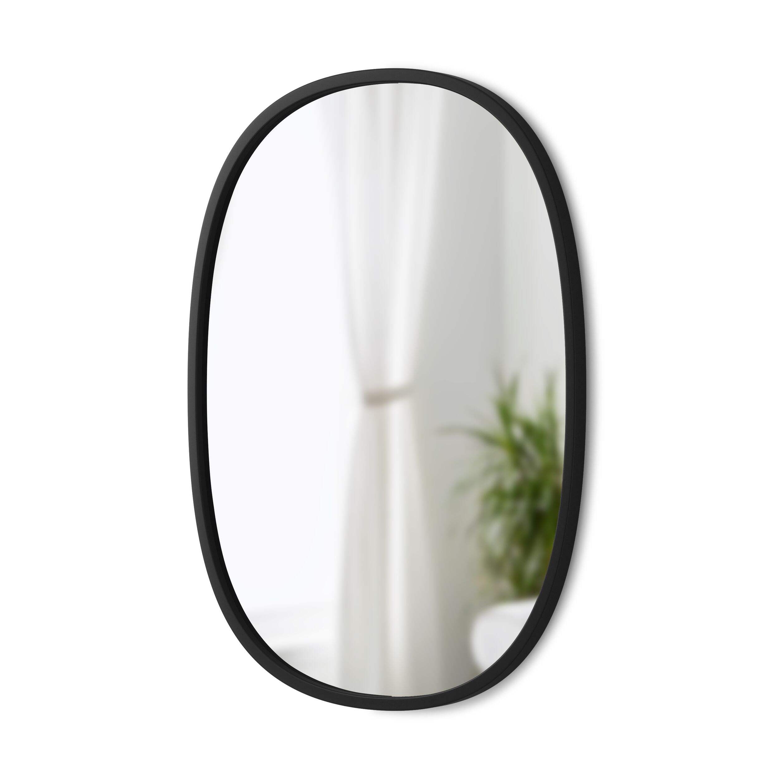 Umbra Hub Oval Wall Mirror, Black, 18 x 24-in Front_Angled_Left