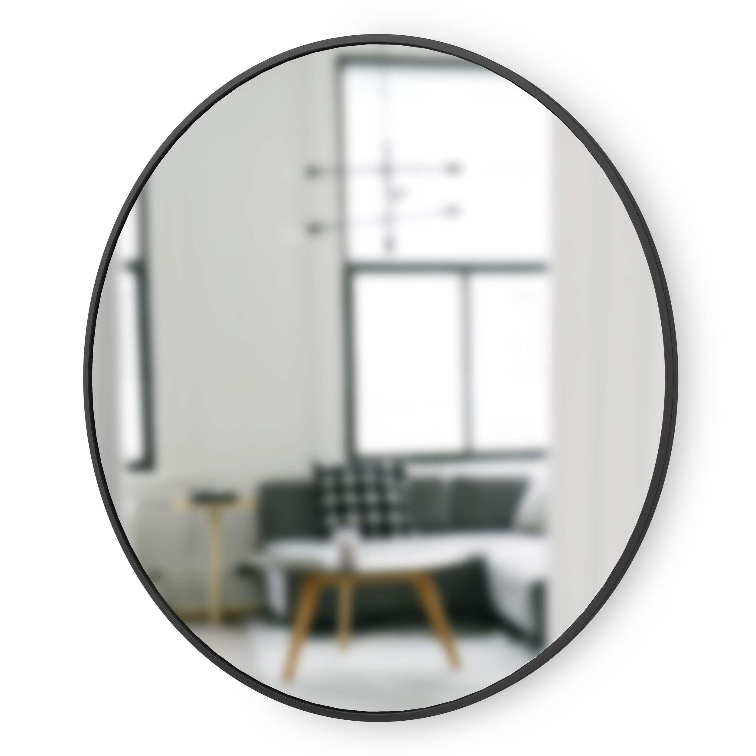 Umbra Hub Round Wall Mirror, Black, 37-in Front_Angled_Left