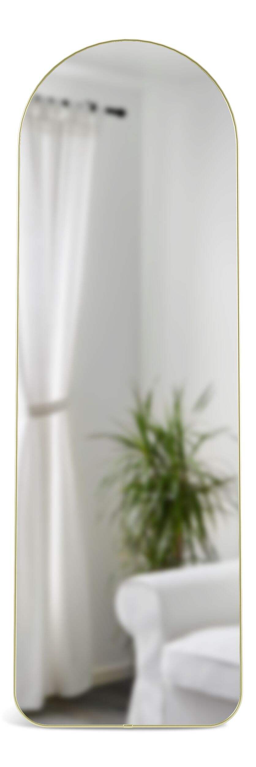 Umbra Hubba Arched Leaning Mirror, Brass, 20 x 62-in Front_Flat