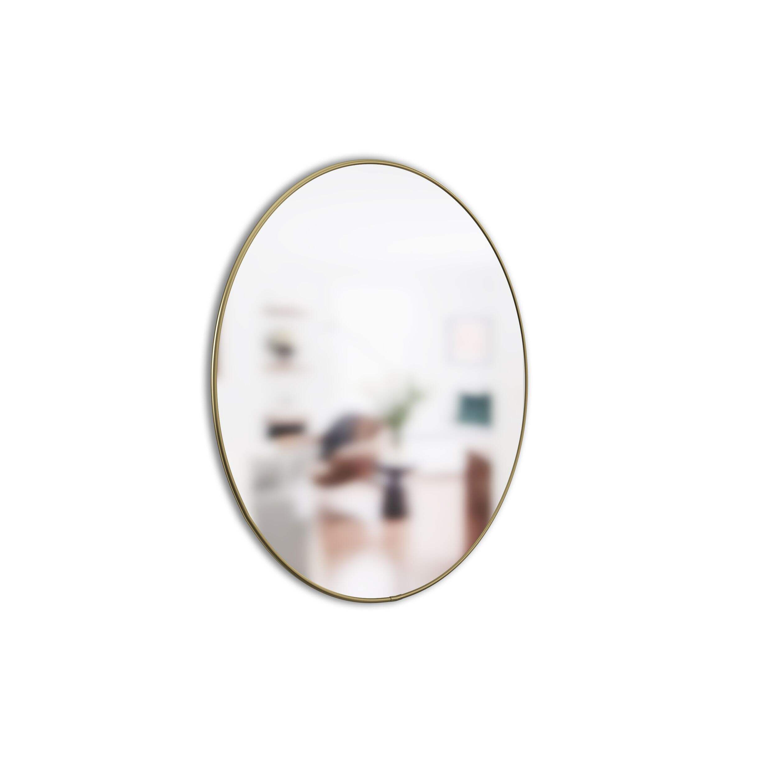 Umbra Hubba Round Wall Mirror, Brass, 34-in Front_Three_Fourths_Angled_Right