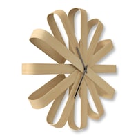 Umbra Ribbon Round Wooden Wall Clock, Natural, 20-in Front_Three_Fourths_Angled_Right