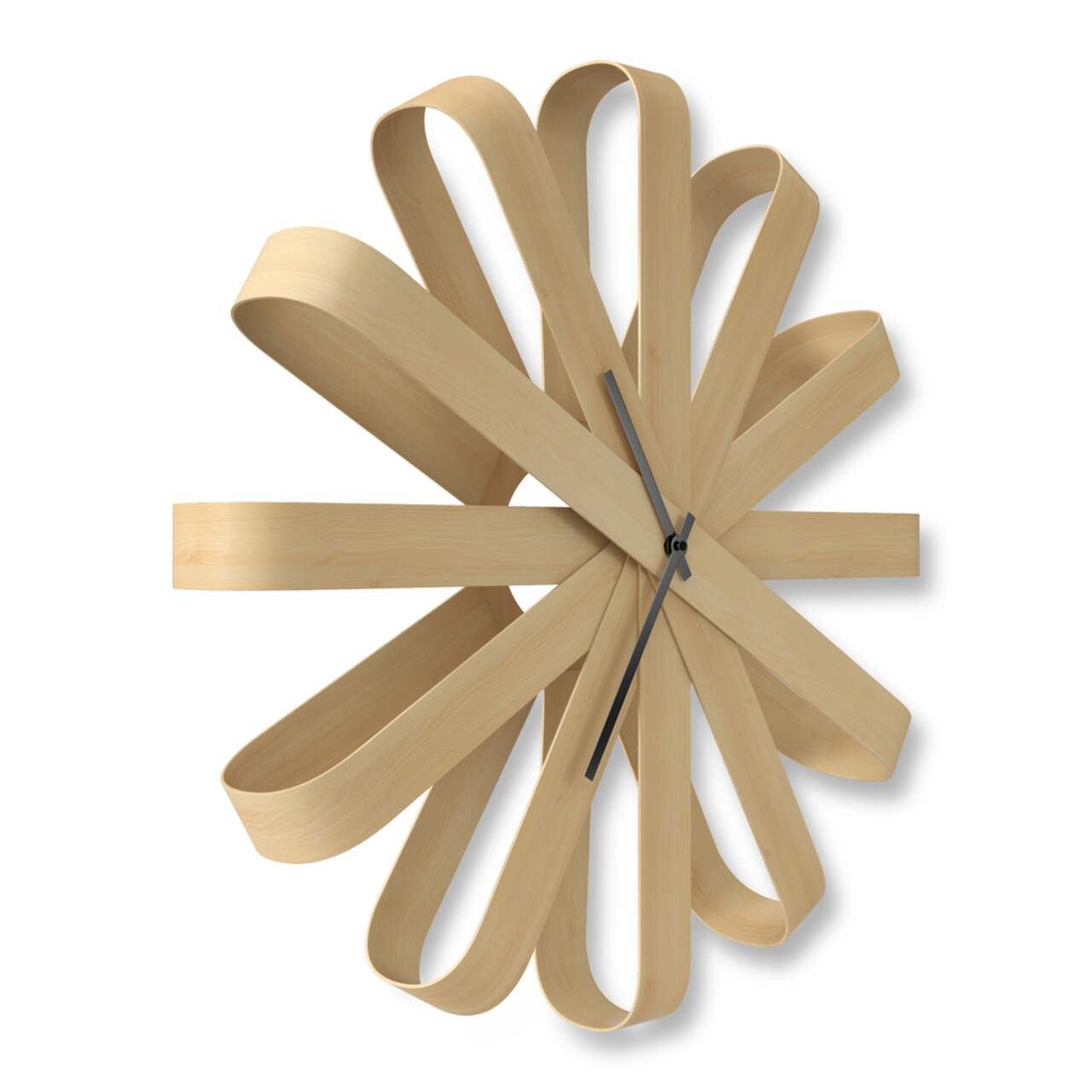 Umbra Ribbon Round Wooden Wall Clock, Natural, 20-in