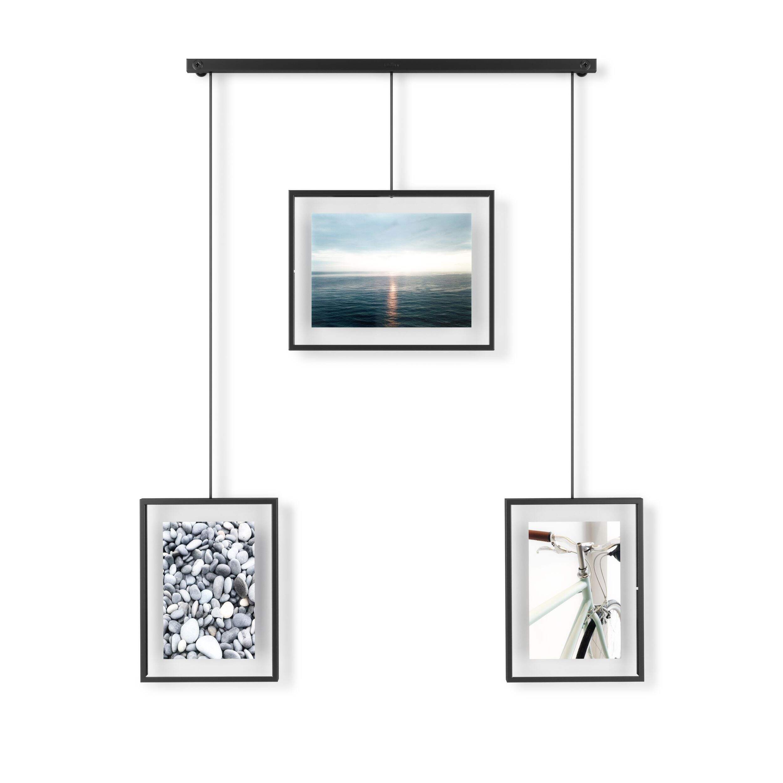 Umbra Exhibit 3-Image Hanging Photo Display Frame, Black, 26.3 x 18 x 1-in Front_Flat