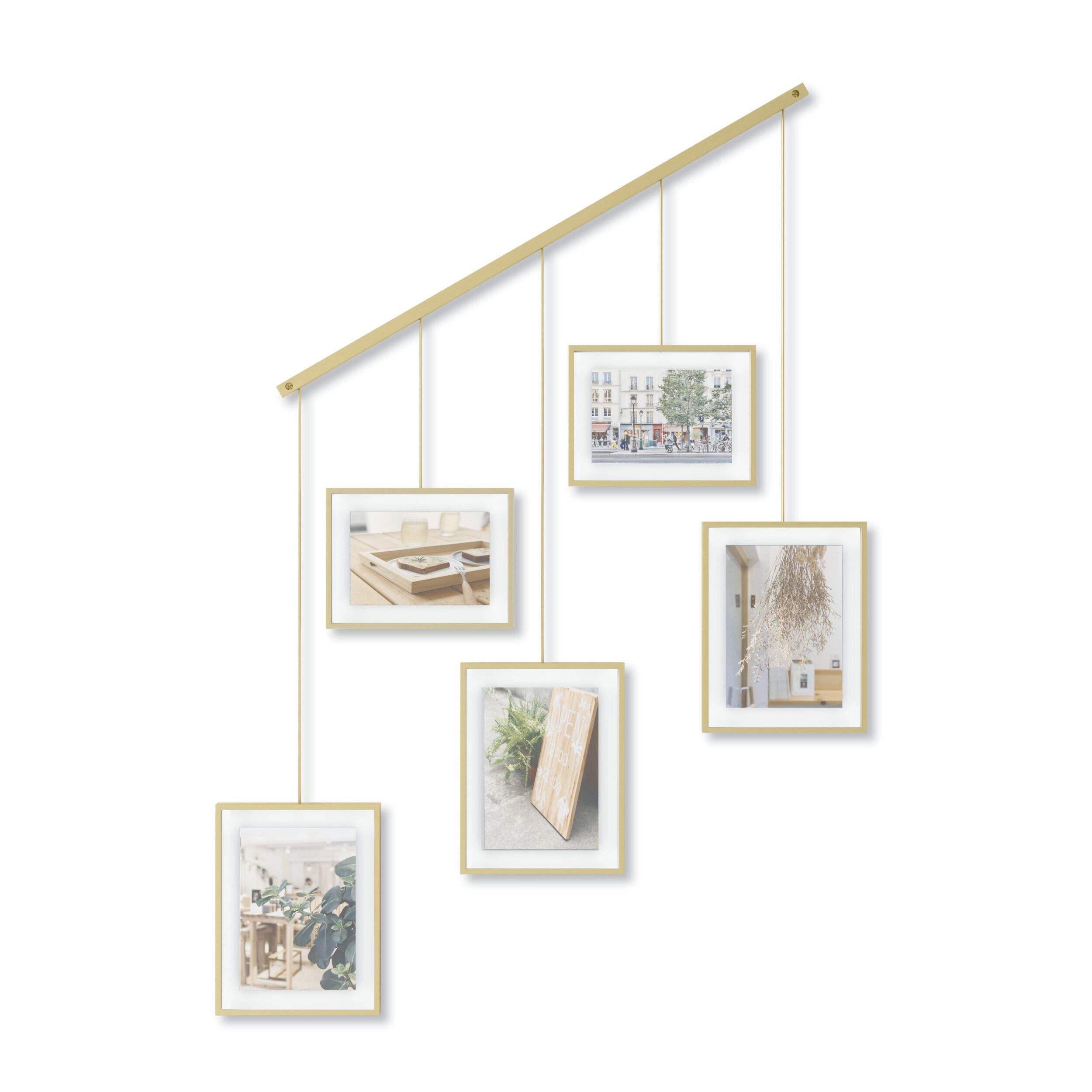 Umbra Exhibit 5-Image Hanging Photo Display Frame, Matte Brass, 27.3 x 31.2 x 1.2-in Front_Flat