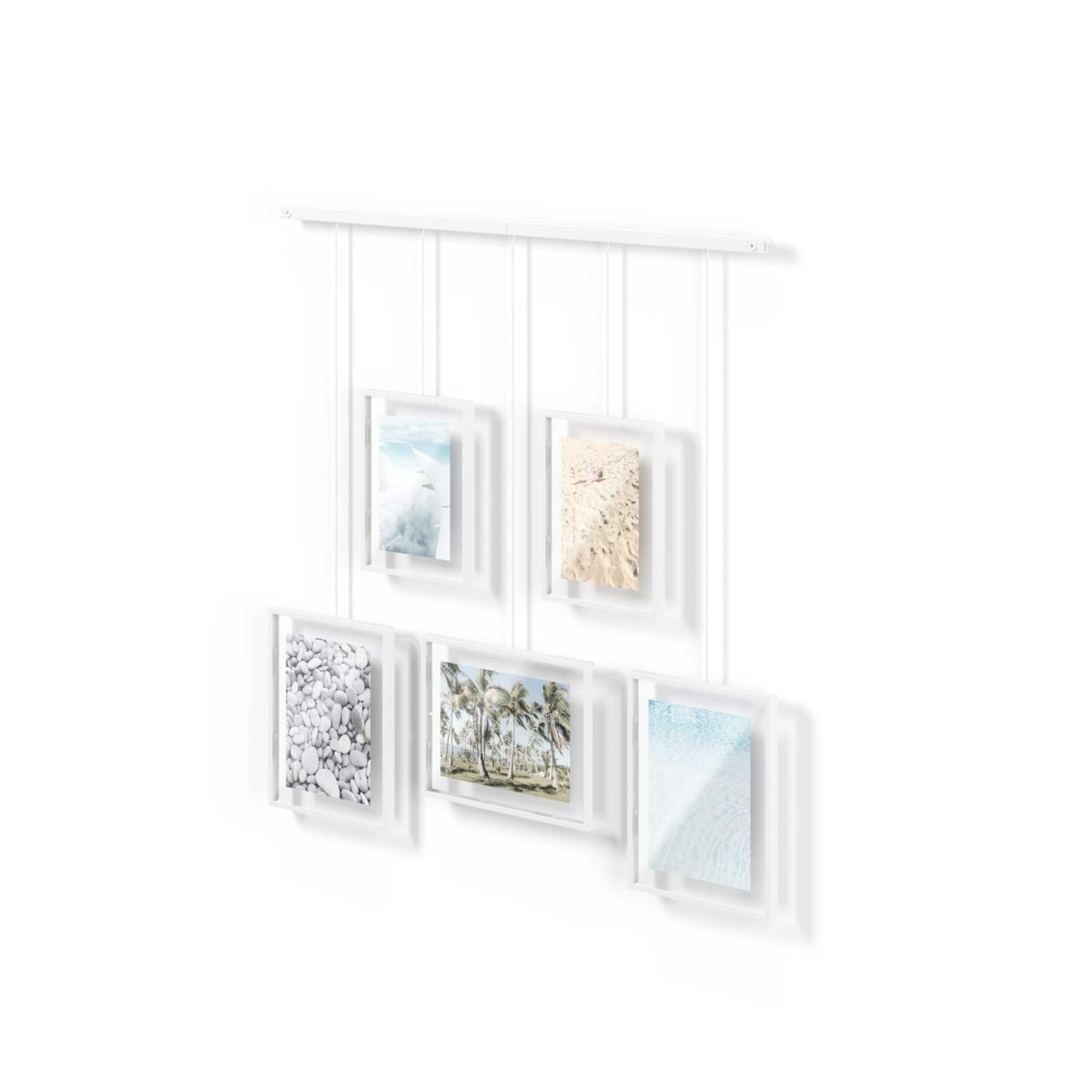 Umbra Exhibit 5-Image Hanging Photo Display Frame, White, 27.3 x 31.2 x 1.2-in Front_Three_Fourths_Angled_Left