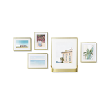 Cadres photos de style galerie Umbra Matinee avec paniers intégrés, laiton, paq. 5 Front_Flat