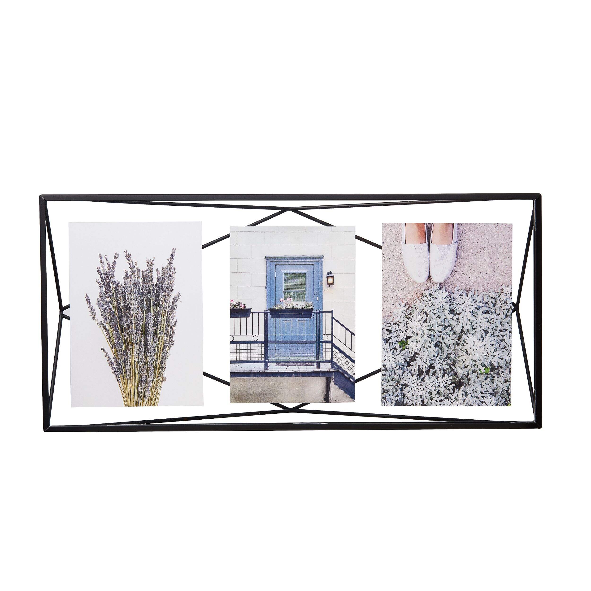 Umbra Prisma Geometric Multi-Photo Display Frame, Black, 19 x 9 x 3.2-in Front_Flat