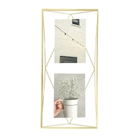 Umbra Prisma Geometric Multi-Photo Display Frame, Matte Brass, 19 x 9 x 3.2-in Front_Flat