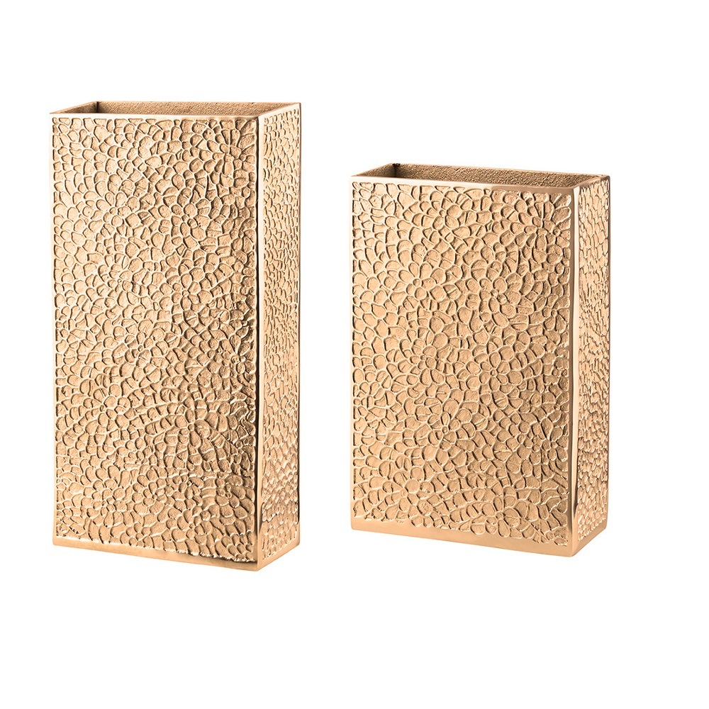 Home Gear Minimalist Hammer Metal Rectangular Decorative Vase Set