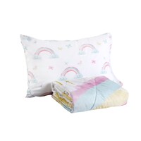 Nemcor 2-Piece Toddler Reversible Comforter Set, Rainbows Front_Angled_Right