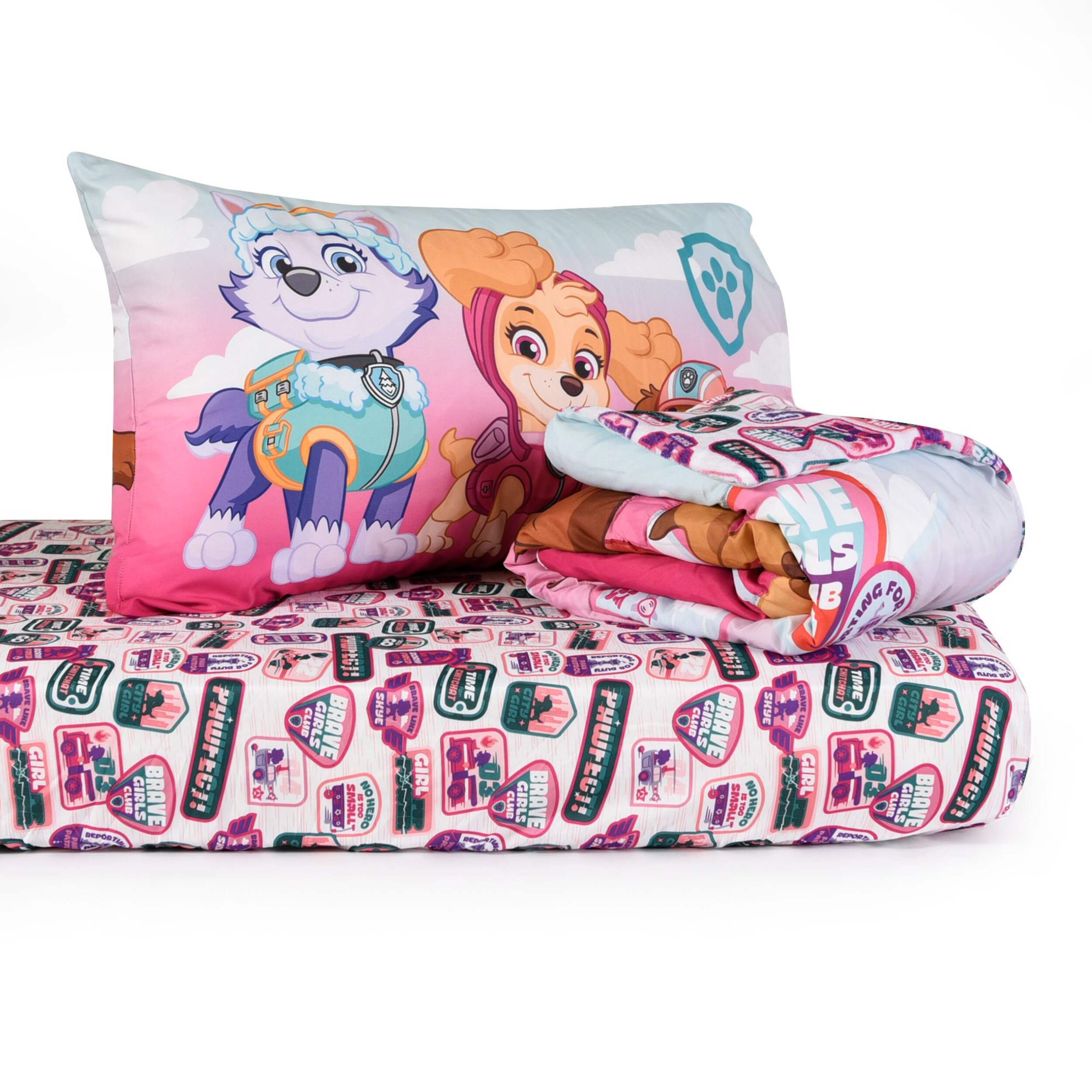 Nemcor Paw Patrol 3-Piece Toddler Reversible Comforter Set, Pink Composite_or_Mixed