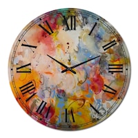 Designart Blue & Yellow Colour Whirls Large Modern Wall Clock, Assorted Sizes Front_Flat