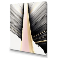 Designart Minimalism Pink And Gold Cubic Fusion VIII Canvas Wall Art, Gold, 34-in x 44-in Front_Three_Fourths_Angled_Left
